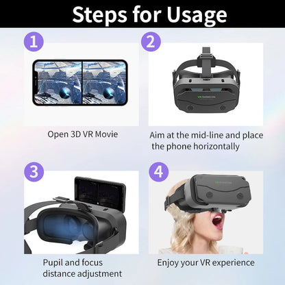 VR Glasses Virtual Reality Headset Viar Devices Helmet 3D Lenses Smart Goggles For Smartphones Phone Mobile Gogle Game Accessory Good Vibrations