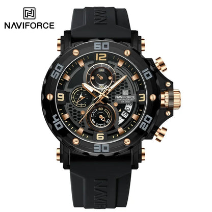 NAVIFORCE for Men Silicone Strap Luxury Fashion Quartz Watches Wrist watch Sports Chronograph 5TM Waterproof Male Watches GIfts Good Vibrations