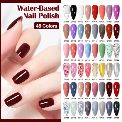 48 Colors Nail Polish Quick Dry No-bake Lasting Water-based Tearable Manicure Not Easy To Fade Semi-permanent Varnish Nail Art Good Vibrations