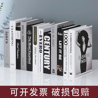 Modern fake book ornament Nordic light luxury simulation book living room home store decoration photo props book case box Good Vibrations