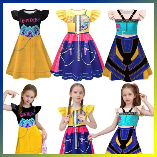 Children Zoey Mira Rumi Demon Hunters Cosplay Costume for Girl Halloween Movie K-Pop Group Idol Role Play Flying Sleeve Dress Good Vibrations