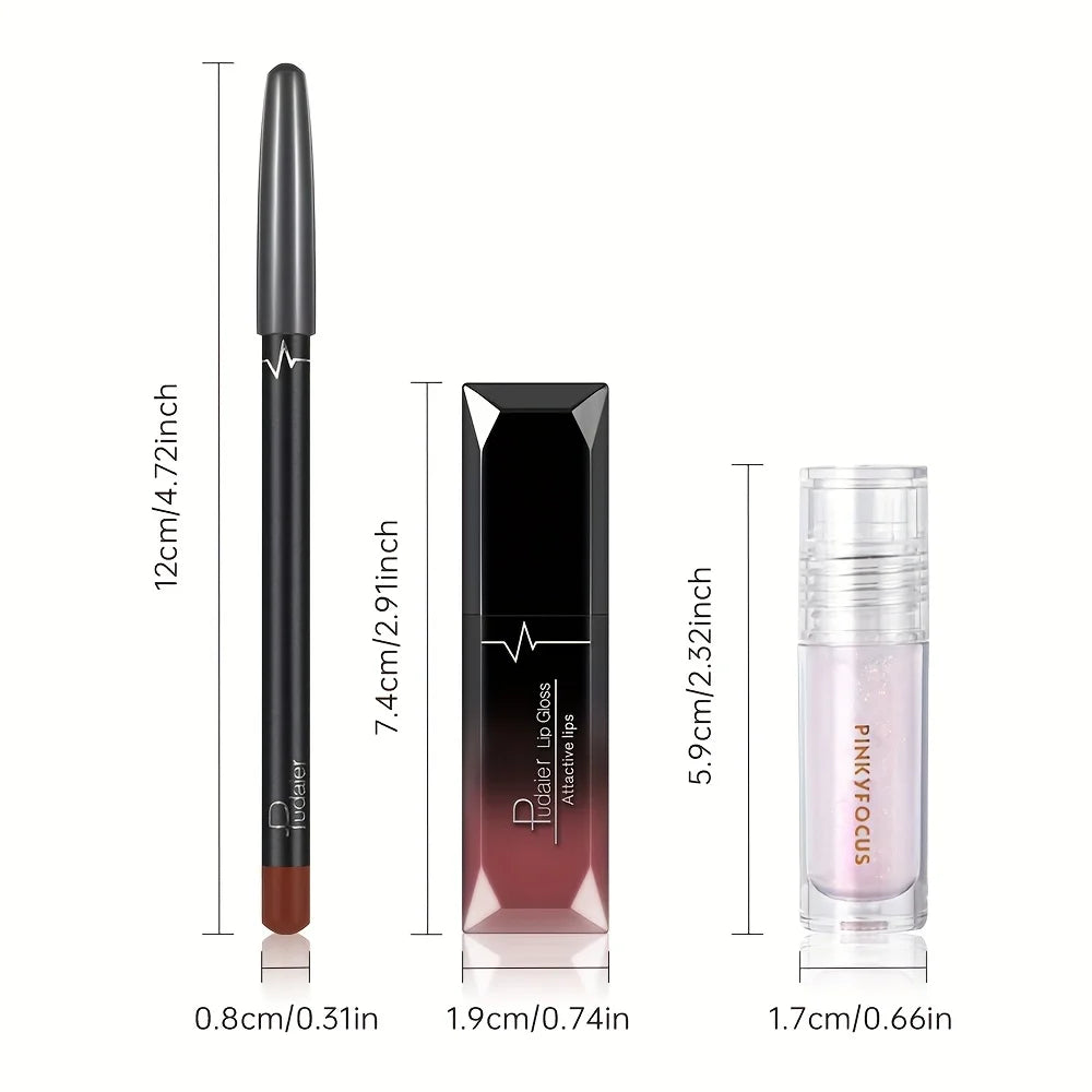 Lip Liner and Gloss Set with Free Lip Oil - Create Gorgeous Glossy Lips with Layer of Nude Lip Oil, lip color,lip Good Vibrations