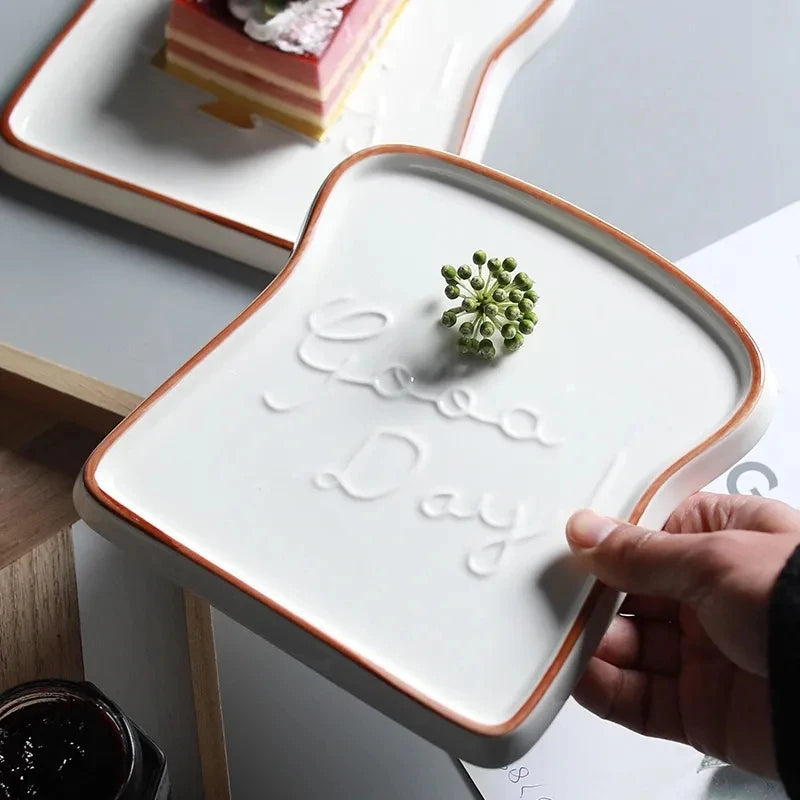 Breakfast bread plate, ceramic creative plate, steak plate, dessert plate Good Vibrations