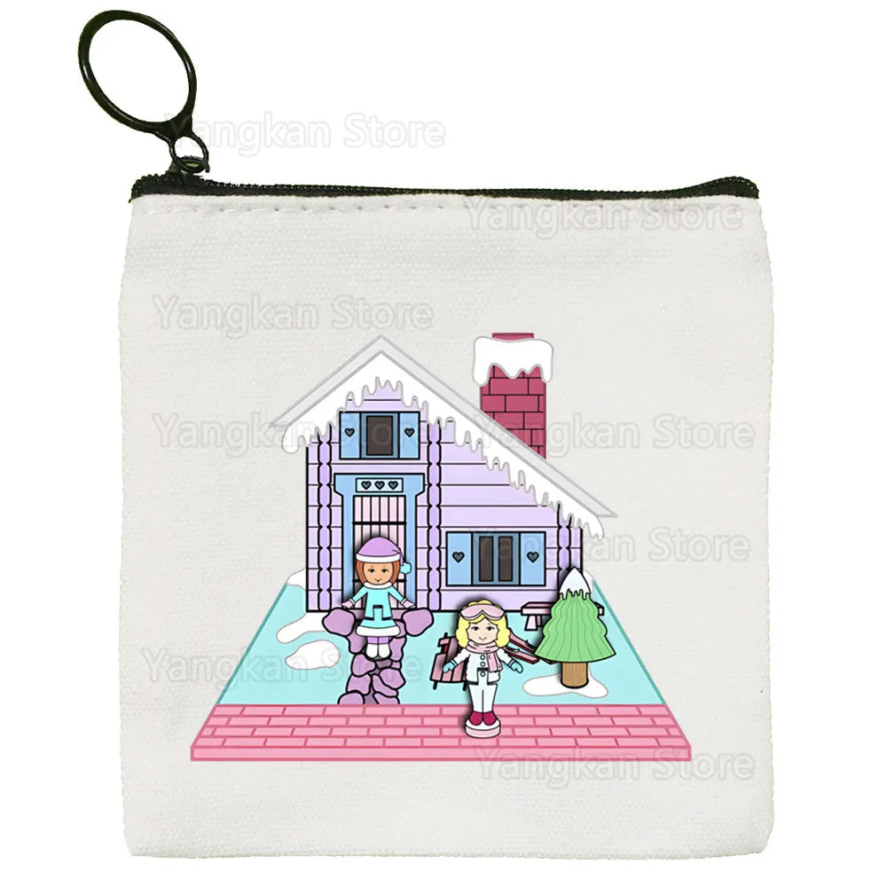 Kawaii Polly Pocket Bag Pure White Bag Handmade Cloth  Coin Purse Whiteboard Bag Handbag Good Vibrations