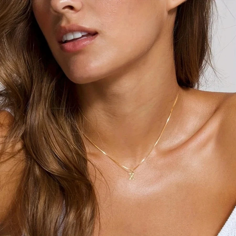 A-Z Initial Necklace 18K Gold Plated Necklace Cute Letter Stainless Steel Necklace for Women Good Vibrations