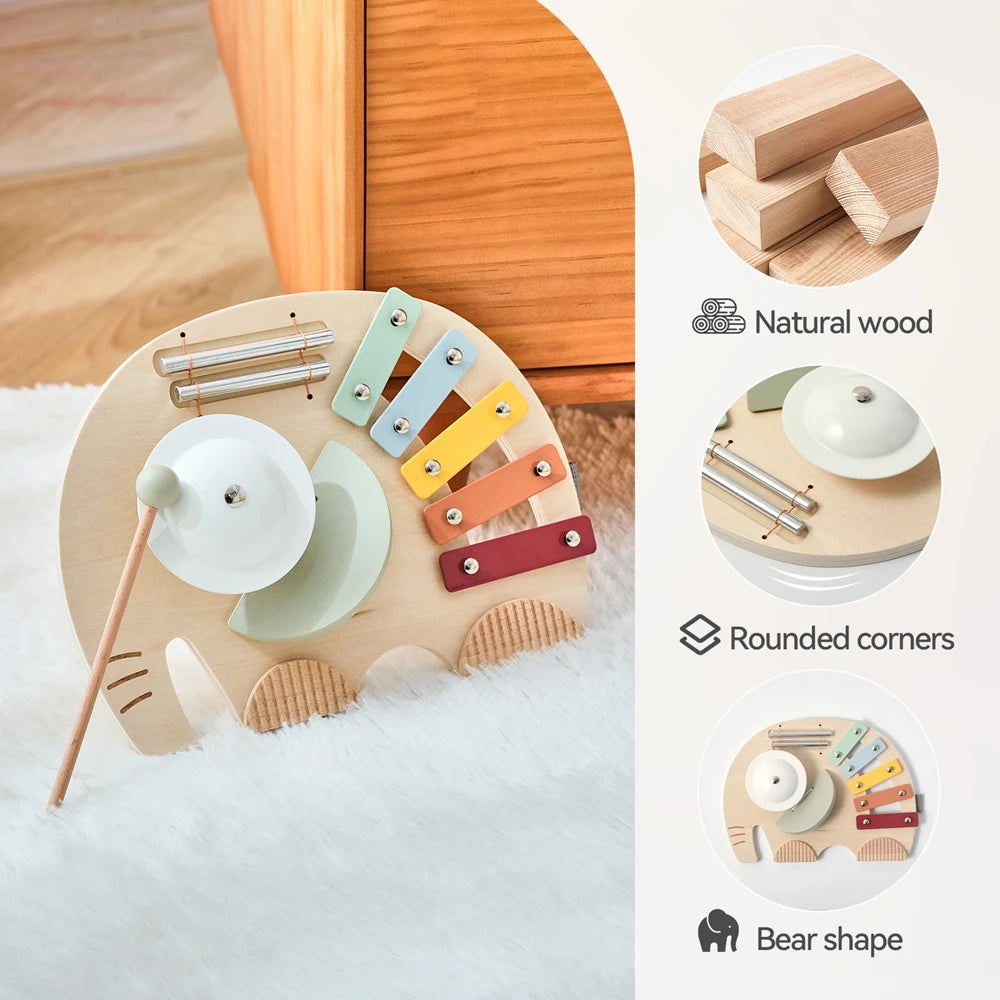 Baby Wooden Instruments Toys Educational Children's Musical Toys Elephant Xylophone Toys Newborn Birthday Gifts Music Table Toys Good Vibrations