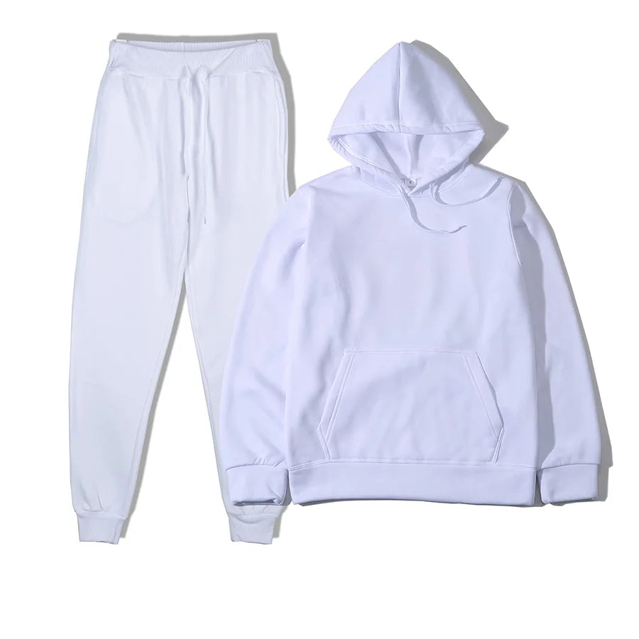 Men's Autumn and Winter New Solid Color Hoodie+pants Two-piece Set Fashionable Casual Sports Set Size S-3XL Men's Tracksuit Good Vibrations