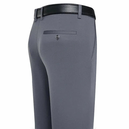 Suit Pants Men Business Casual Trousers Formal Dress Straight Pants Elastic Black Navy Blue Male Clothing Good Vibrations