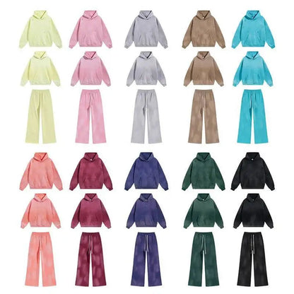 IEFB Spring New Trendy Sets Washed Sweatshirt Sweatpants Splash-ink Spray Dye Velvet Hoodies Autumn Male Wear Menwear 9W125 Good Vibrations