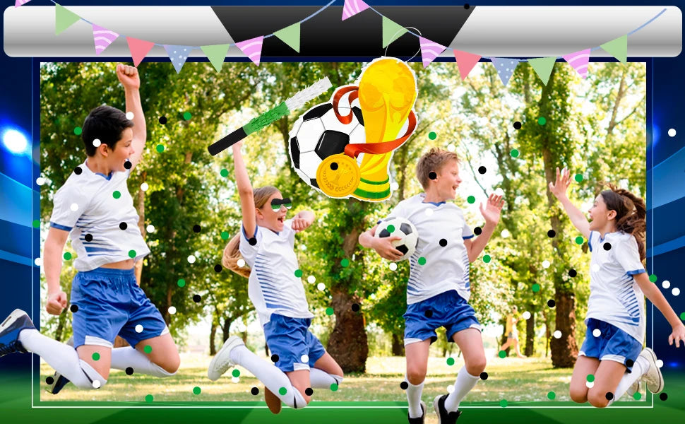 Soccer Ball Pinata, 4 Pcs Soccer Pinatas Bundle - 15.1''Soccer Theme Piñata,Soccer Party Pinata Stick&Games Blindfold etc Good Vibrations