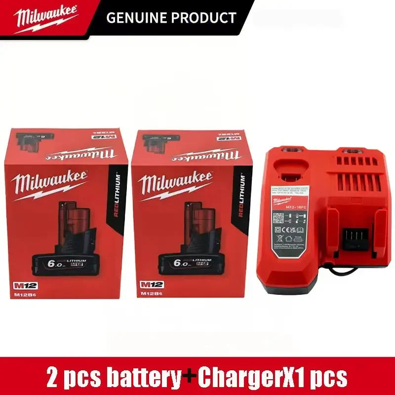 Milwaukee 12V Battery, Comes with Packaging Color Box  12V Battery M12B6 6000mAh  Rechargeable tool battery M12 Hot Promotion Good Vibrations