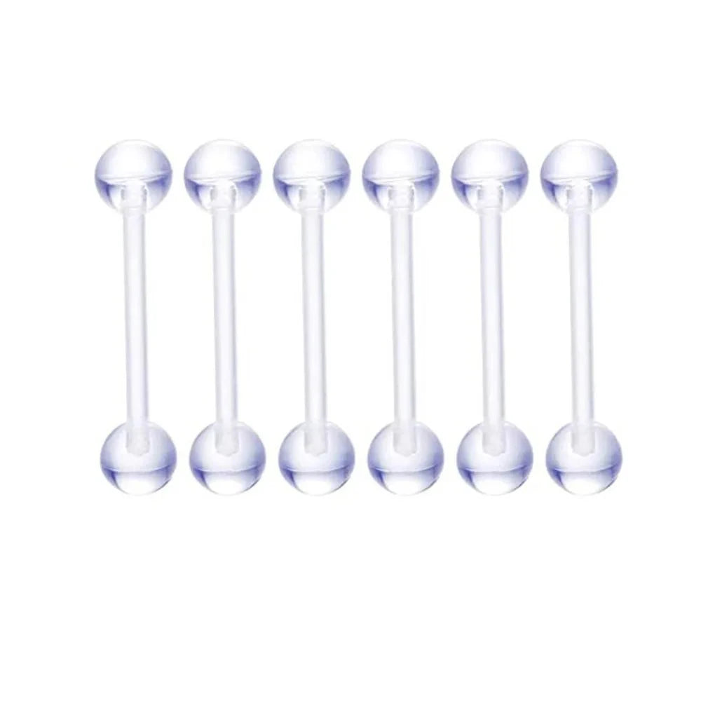 6PCS Acrylic AB Tongue Piercing Set Nipple Piercing Barbell Bulk 14G Shiny Tongue Barbell Lot Nipple Ring Pack Piercing Lengua Good Vibrations Adult Super Store