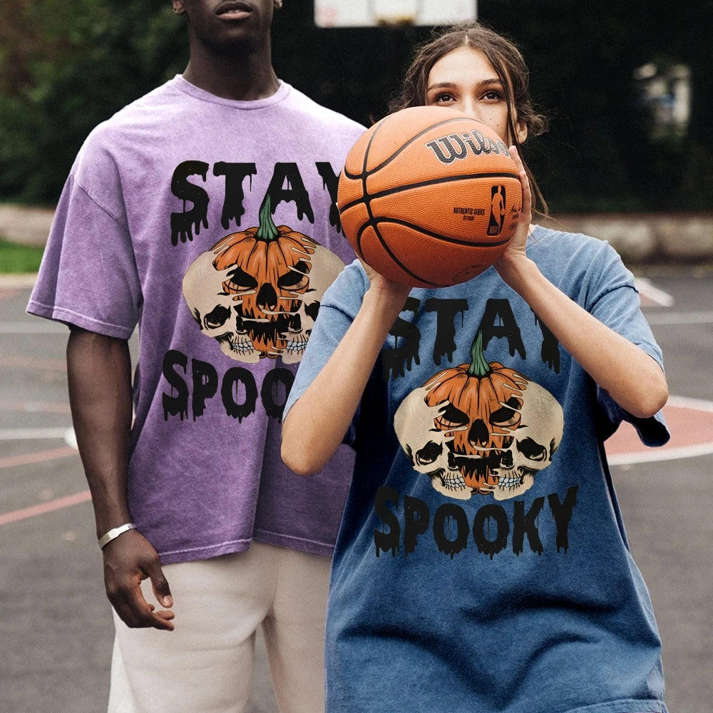 Neutral Style Retro Outfit T-Shirt Pure Cotton High Quality Pumpkin Letter Graphic Printing Fashion Trend Loose Short Sleeves Good Vibrations