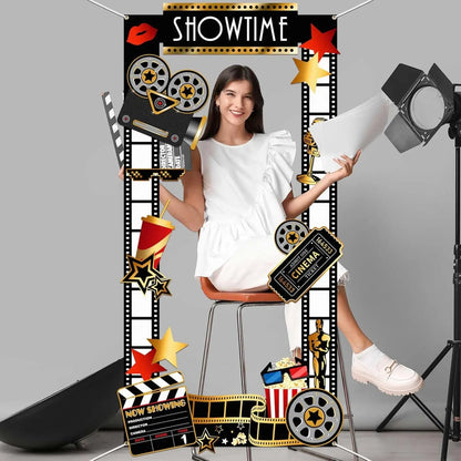 Movie Night Party Decorations Movies Theme Photo Booth Props Show Time Banner Movie Night Party Backdrop Film Party Supplies for Good Vibrations