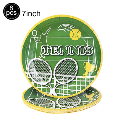 Tennis Party Supplies Paper Plate Napkin Cup Tableware for Boys Baby Shower Tennis Ball Sports Themed Party Birthday Decoration Good Vibrations