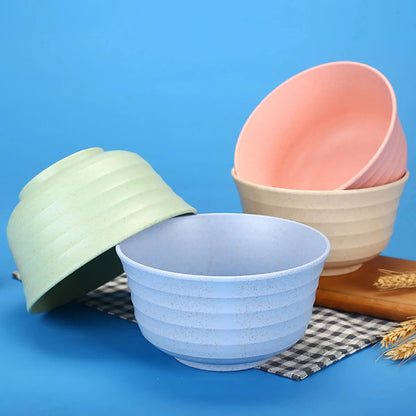 Fork Spoon Chopsticks Bowls Cup Dish Dinnerware Set High Grade Wheat Straw Tableware Children's Unbreakable Dishes Camping Set Good Vibrations