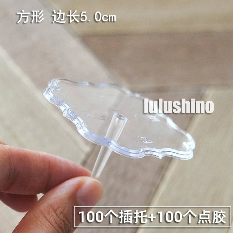 Baking Decoration Birthday Cake Ornaments Plastic Transparent Bottom Bracket Food Grade Cake Top Cream Isolated Laminated Nails Good Vibrations