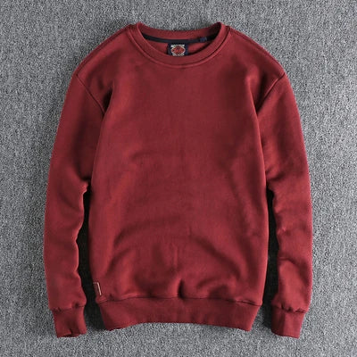 Autumn Winter American Retro Heavyweight Velvet Solid Color Sweatershirt Men's Fashion Pure Cotton Washed Youth Pullover Hoodies Good Vibrations