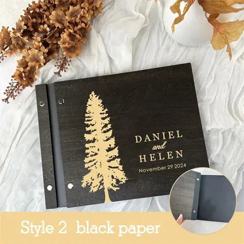Personalized Guest Book Wedding Album Memory Wooden Adventure Rustic Unique Photo Album For Custom Name Marriage Wedding Gift Good Vibrations