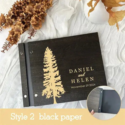 Personalized Guest Book Wedding Album Memory Wooden Adventure Rustic Unique Photo Album For Custom Name Marriage Wedding Gift Good Vibrations