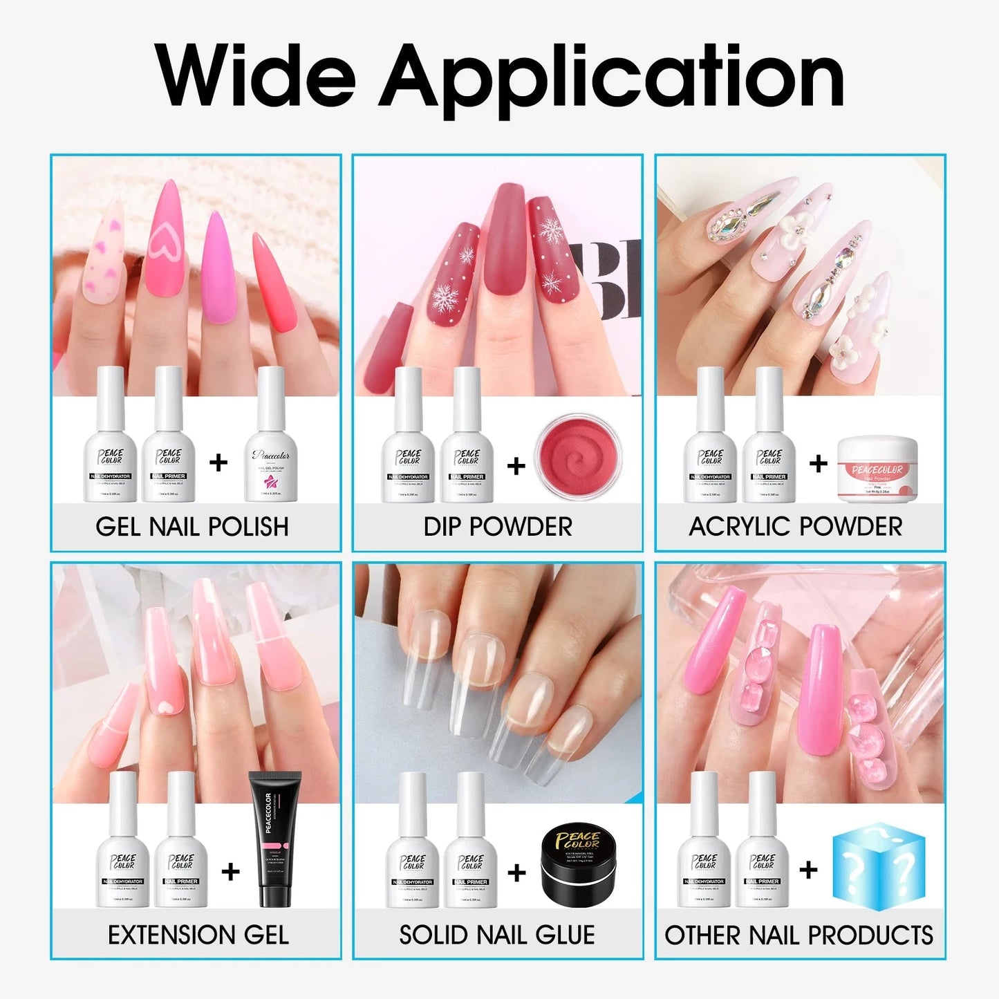 Peacecolor 10ML Nail Dehydrator & Primer and Nail Tools, Fast Dry Non Acid Primer for Gel Polish, Ideal Gift Choice Good Vibrations