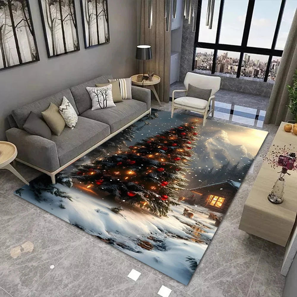 Christmas Theme Floor Mat Various Styles Glittering Trees Snowy Scenes and Festive Ornaments NonSlip Door Mat Rugs for Home Decor Good Vibrations