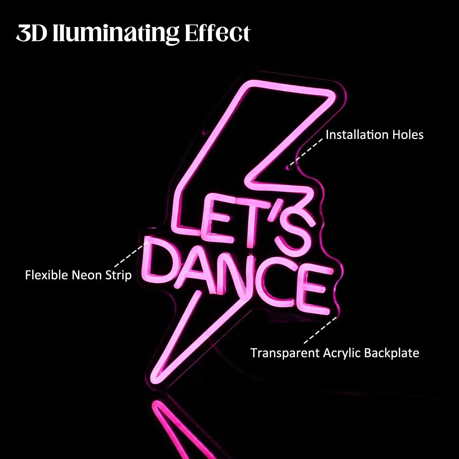 Let's Dance Neon Sign Pink Led Light Sign Light Up Signs Letter Neon Signs for Bedroom Bar Wedding Birthday Dancing Party Decor Good Vibrations