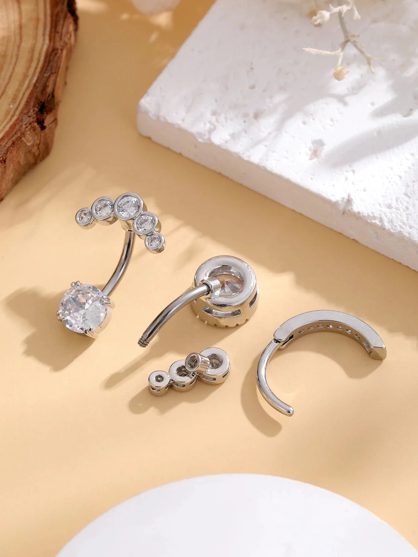 3pcs Gold Color Heart Butterfly Dangled Belly Piercing Sets 14G Stainlees Steel Navel Jewelry for Women Girls Body Belly Rings Good Vibrations Adult Super Store