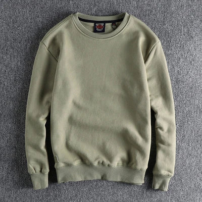Autumn Winter American Retro Heavyweight Velvet Solid Color Sweatershirt Men's Fashion Pure Cotton Washed Youth Pullover Hoodies Good Vibrations