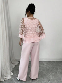 Plus Size Women's Two-Piece Set, Casual Floral and Plain Design, Moderate Thickness for All Seasons Good Vibrations