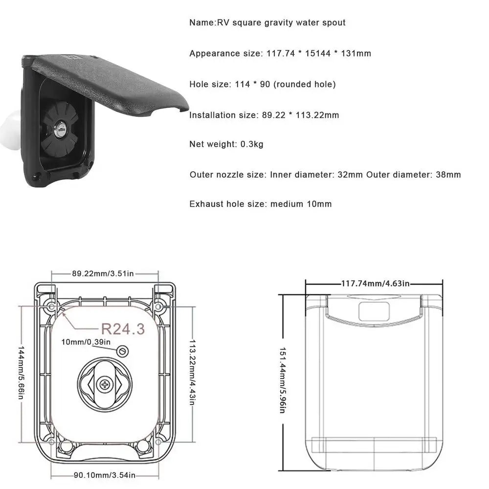 Camper Gravity Water Inlet With Magnetic Cover RV Fresh Water Fill Hatch Inlet Filter Lockable RV Water Inlet Cover Trailer Tank Good Vibrations