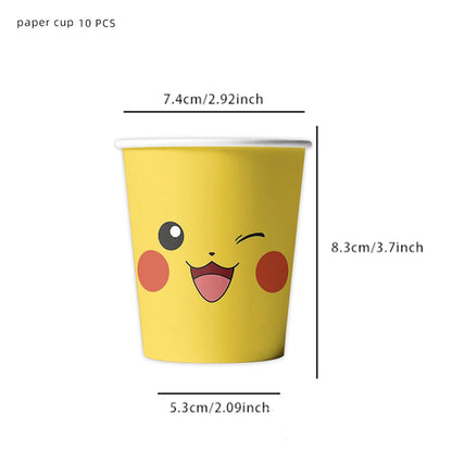Pokemon Birthday Party Disposable Party Plates Pikachu Theme Tablecloth Character Balloon Birthday Decoration Baby Shower Suppli Good Vibrations