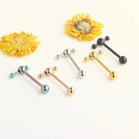 1pc 316L Stainless Steel Tongue Ring for Women Men Simple Round Circle Piercing Tongue Studs White Gold Color Body Jewelry Gift Good Vibrations Adult Super Store