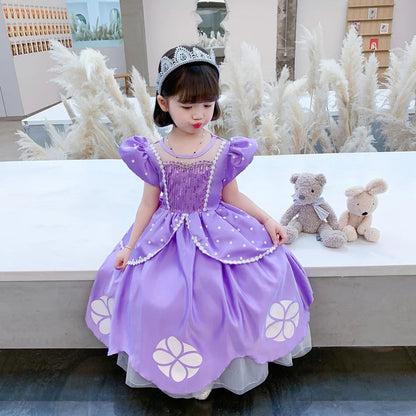 Girls Sofia Princess Dress Birthday Party Costume Kids Summer Purple Sophia Vestido Baby Halloween Cosplay Luxury Gown Good Vibrations