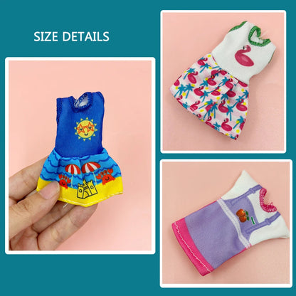 26pcs Fashion Doll Outfit Set for 5.5" Dolls - Includes 5 Dresses, 5 T-Shirt Dresses 3 Swimsuits & 13 Mini Accessories Gift Toy Good Vibrations