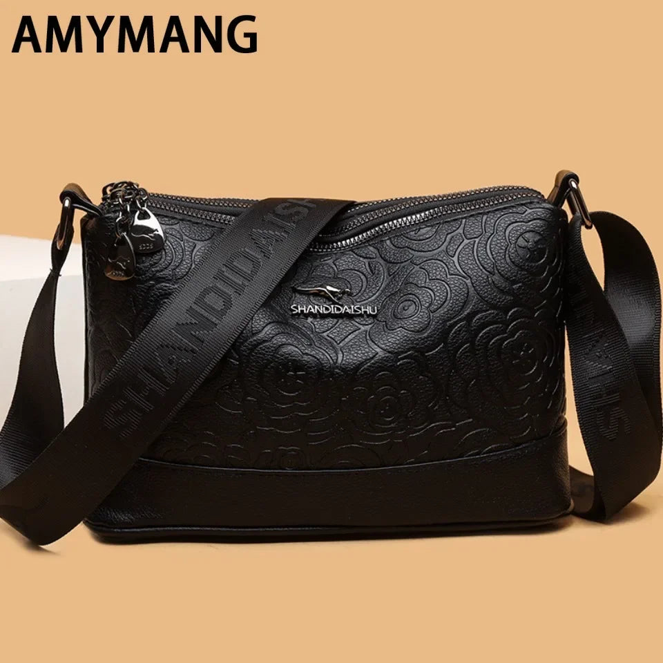 3 Pocket Design Women's Handbag Large Capacity PU Leather Women Tote Bags Fashionable Printing Simple Female Crossbody Bolsas Good Vibrations