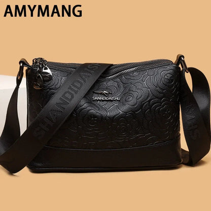 3 Pocket Design Women's Handbag Large Capacity PU Leather Women Tote Bags Fashionable Printing Simple Female Crossbody Bolsas Good Vibrations