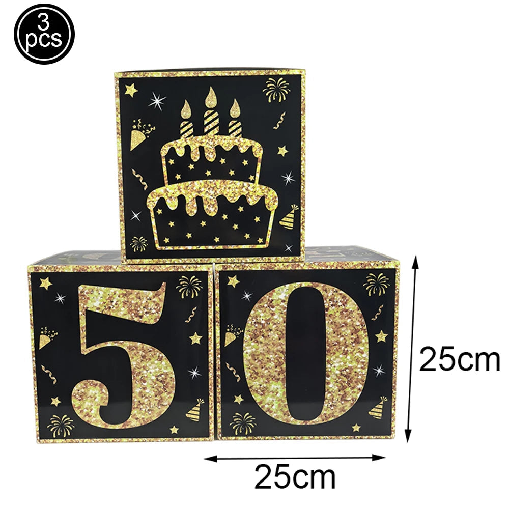 50th Birthday Party Supplies for Men Women Black and Gold 50 Years Old Party Paper Plates Cups Napkin Tablecloth Tableware Decor Good Vibrations