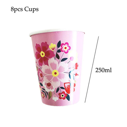 Disposable Tableware Sets Flower Paper Plates Cups Napkins Straw Party Supplies Kids Girl Baby Shower Wedding Birthday Decor Good Vibrations