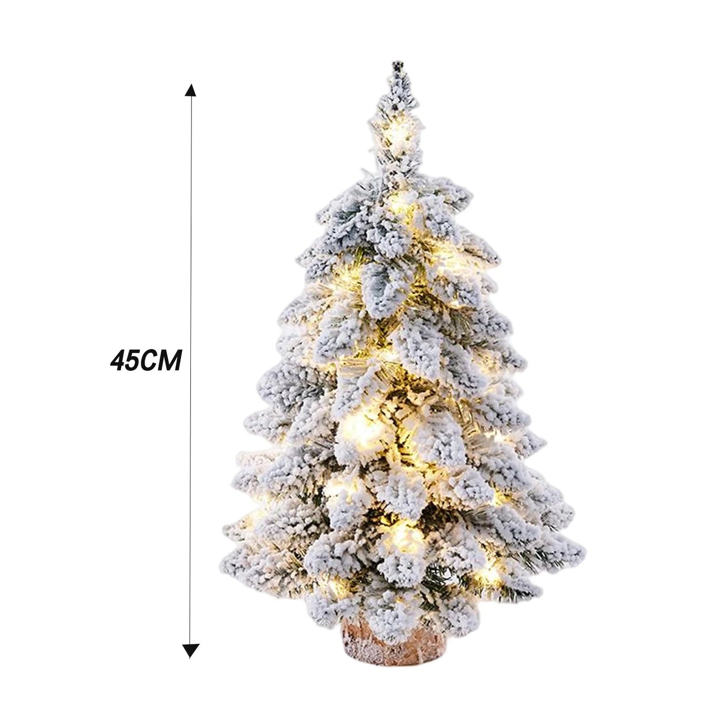Christmas Tree Tabletop Figurine Snow Flocked Christmas Tree with LED Lights for Family Friend Neighbor Gift Good Vibrations
