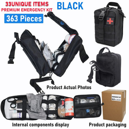 363pcs Survival Kits Camping Equipment Supplies Emergency, Portable Self-defense Gift For Camping, Outdoor First Aid Kit Mini Good Vibrations