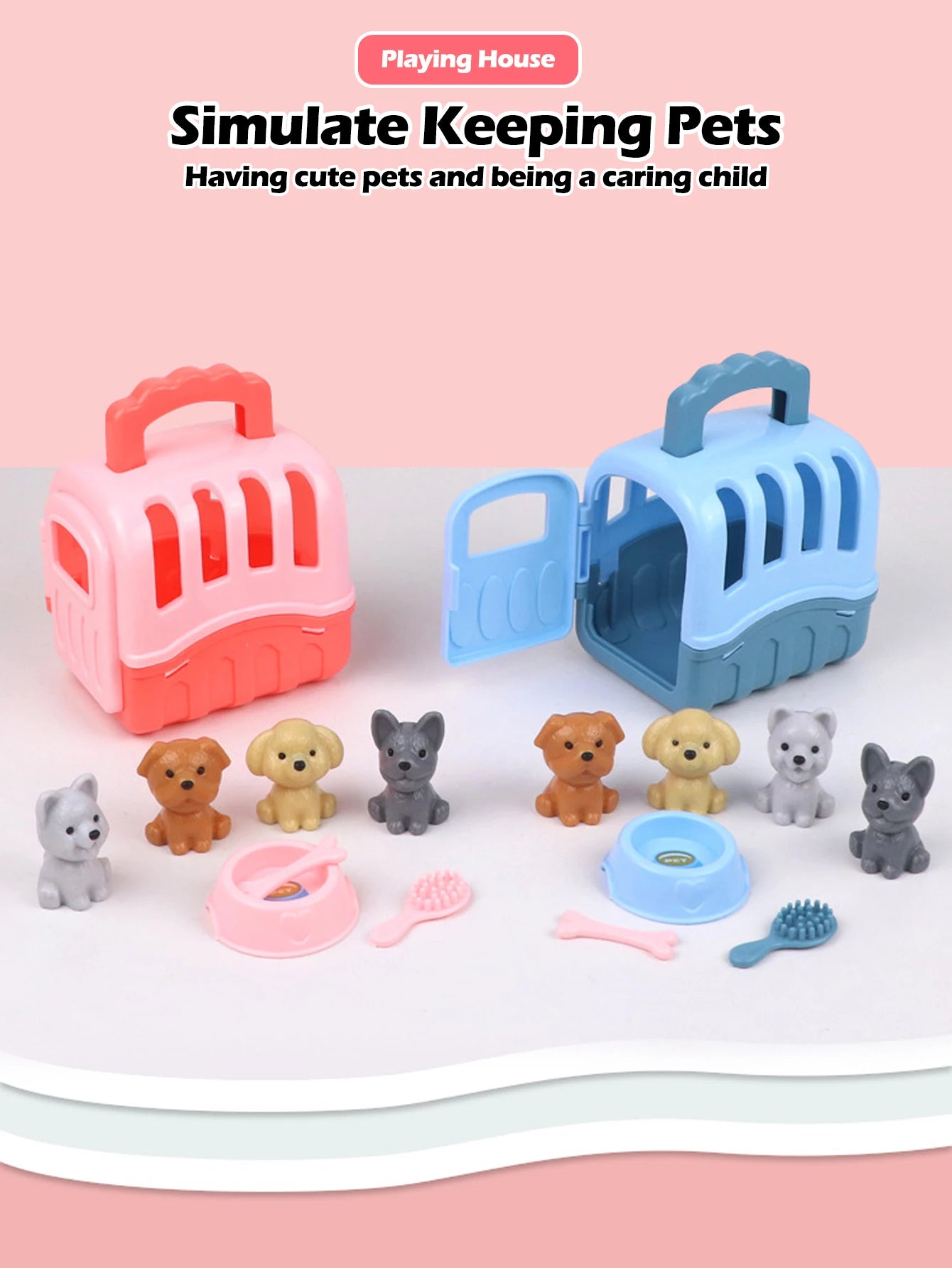 Mini doll pet accessory set, children's playhouse toy pet set, cat and dog bath, park, scene set, birthday and Christmas gifts Good Vibrations
