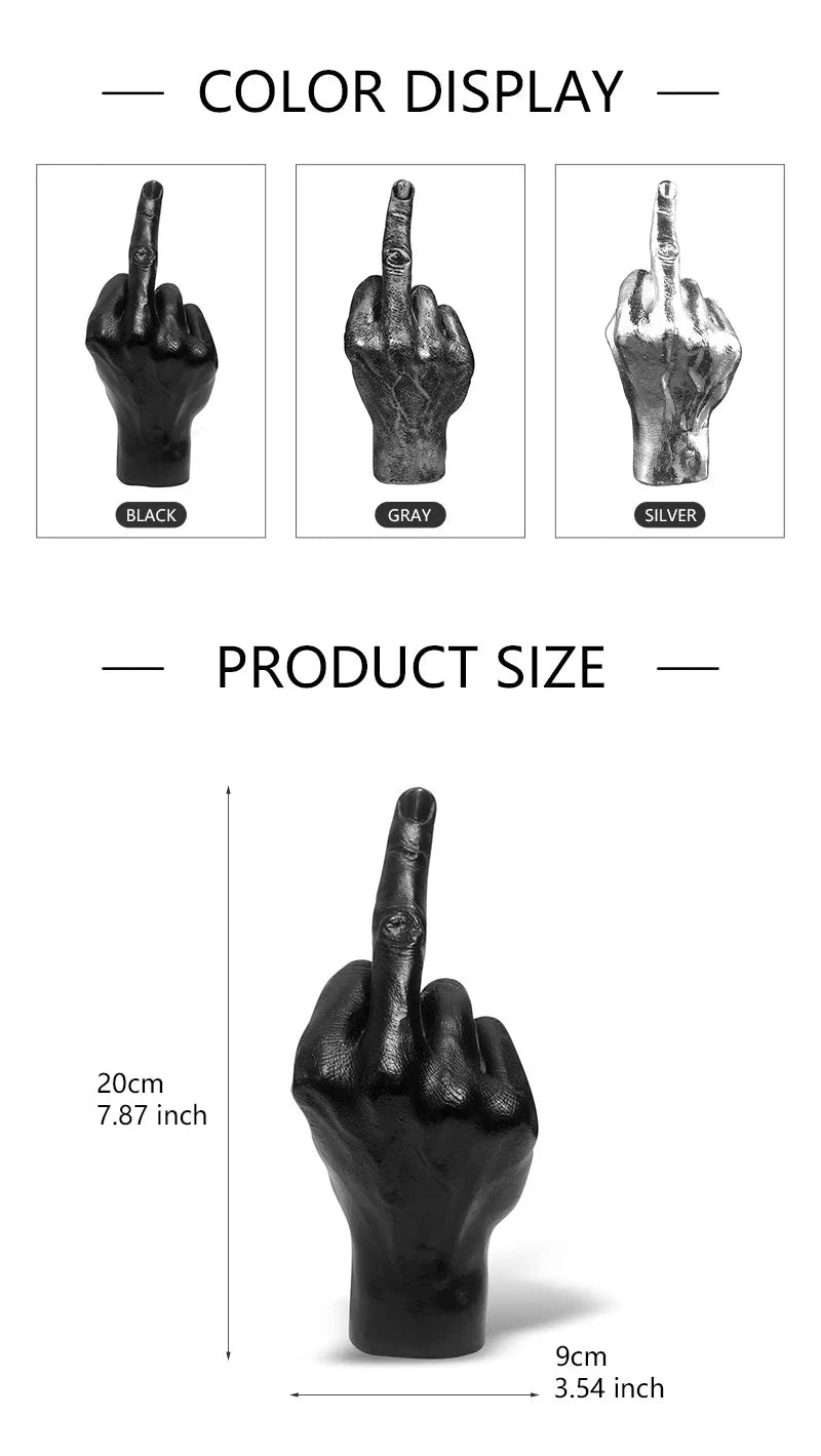 Desk Ornaments Of Middle Finger Statue Upright Middle Finger Arts Crafts Desktop Gesture Figurine Sculpture Living Room Dec Good Vibrations