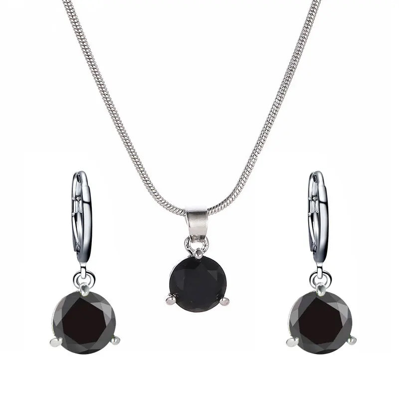 Chic Melody Pendant Necklace & Earrings Set - Glittering Zircon Crystal Jewelry for Women Good Vibrations