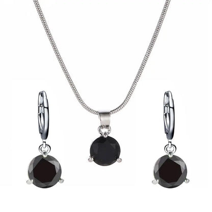 Chic Melody Pendant Necklace & Earrings Set - Glittering Zircon Crystal Jewelry for Women Good Vibrations