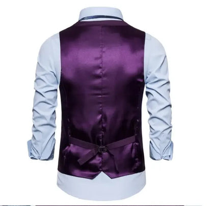 Blue Suit Vest, Men's Business Sleeveless Vests Jacket, Asian size S-6XL, Wedding Party Waistcoat, Red Purple Black Gray Good Vibrations