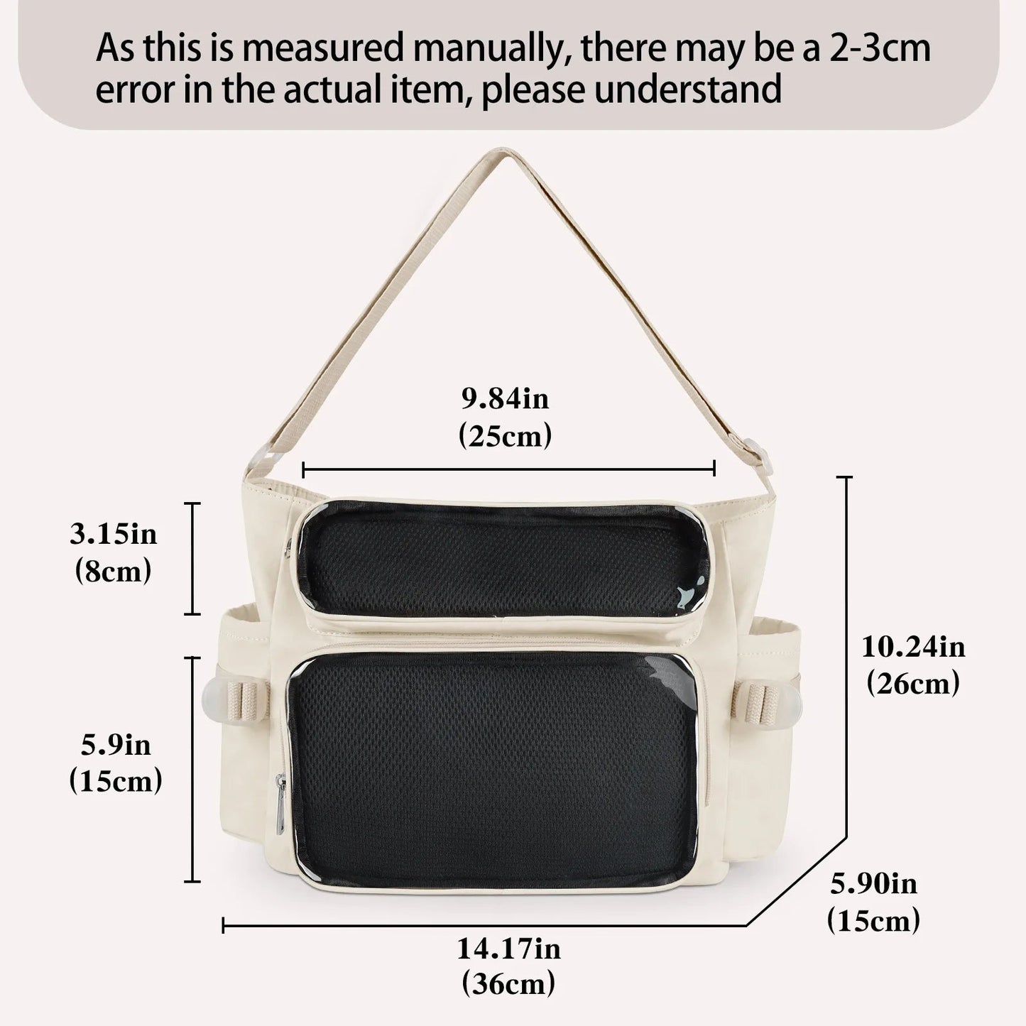 Academy Style Crossbody Bag Lightweight School Bag Adjustable Strap Clear Front Pocket for Daily Carry Good Vibrations