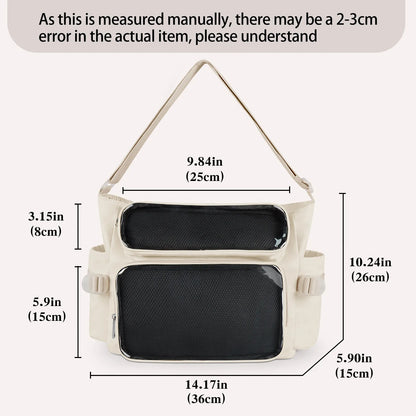 Academy Style Crossbody Bag Lightweight School Bag Adjustable Strap Clear Front Pocket for Daily Carry Good Vibrations