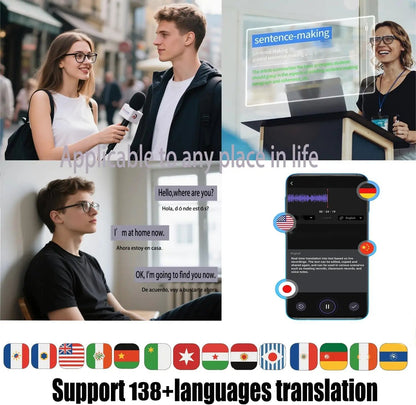 AI Translation Smart Glasses with photochromic lenses, support 160+ languages real-time translation Good Vibrations