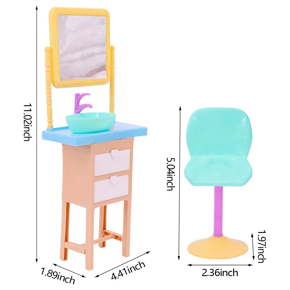 Doll House Furniture Bed Table Chair For 11.8inch 30cm Doll Plastics Cleaning Tools Accessories Mini Furniture Model Gifts Toys Good Vibrations